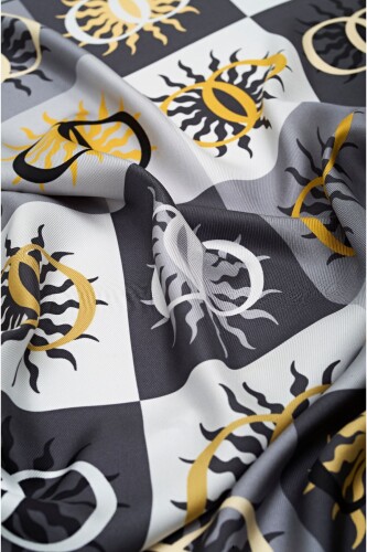 Sun Monogram Silk Scarf Grey - 3