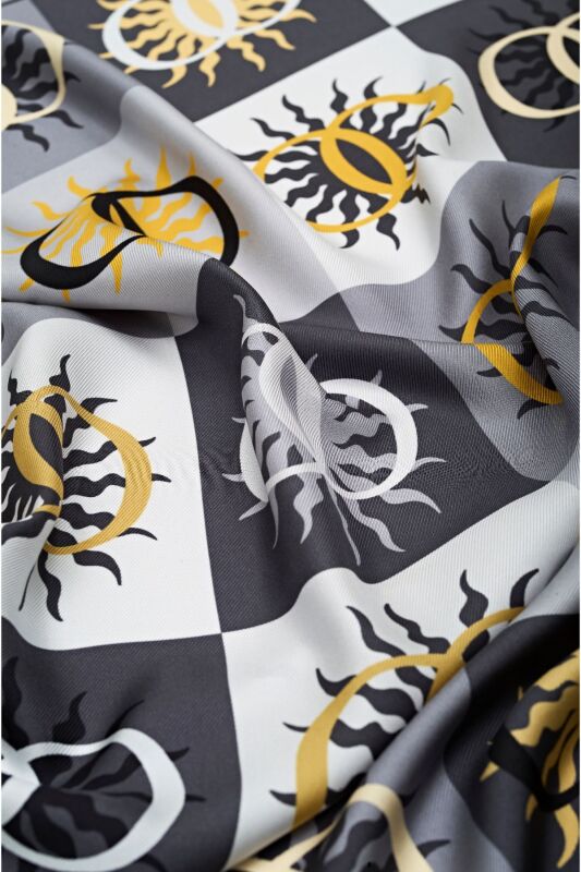 Sun Monogram Silk Scarf Grey - 3