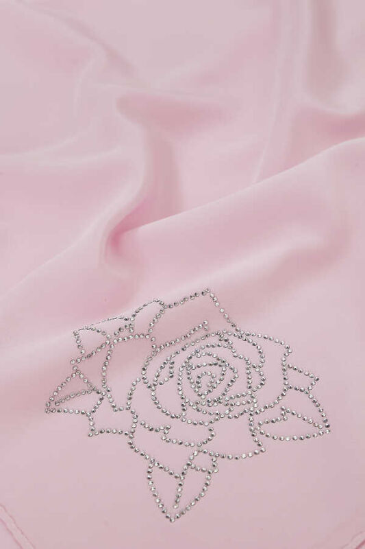 Taşlı Abiye Açık Pembe İpek Şal - 3