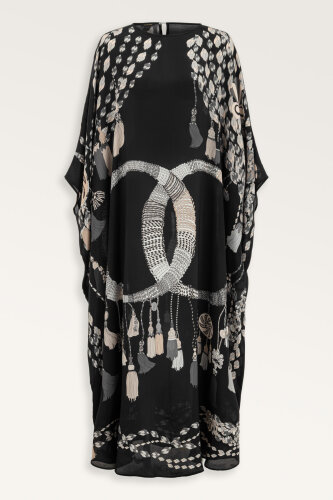 Tassel Noor Black Silk Kaftan - Imannoor (2)