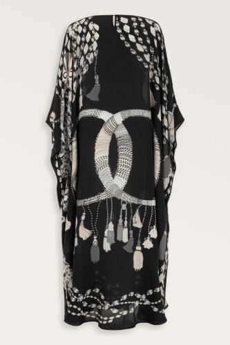 Tassel Noor Black Silk Kaftan - Imannoor (4)