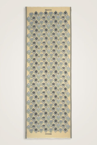 Ters Lale Krem-Gri Yün Şal 70x200 - 2