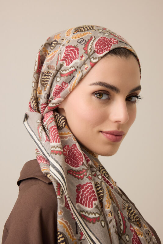 Ters Lale Taş Yün Şal 70x200 - 3