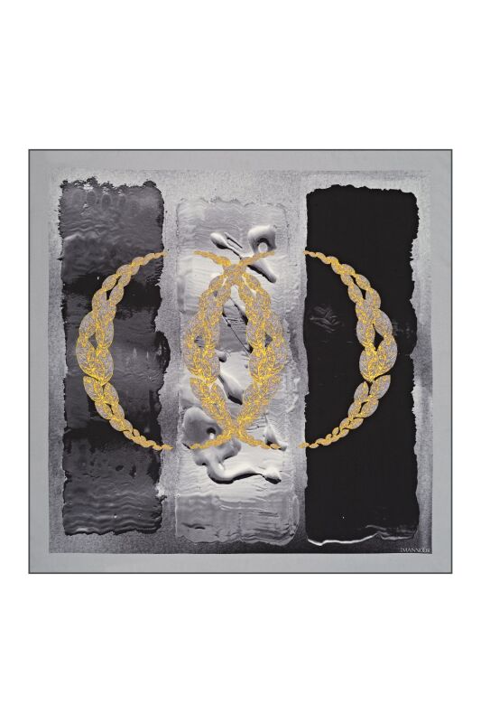 Three Pillars Silk Scarf Black - 1
