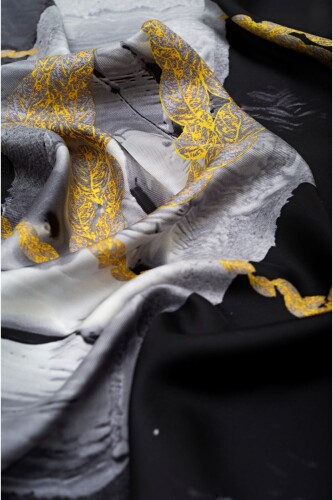 Three Pillars Silk Scarf Black - 2