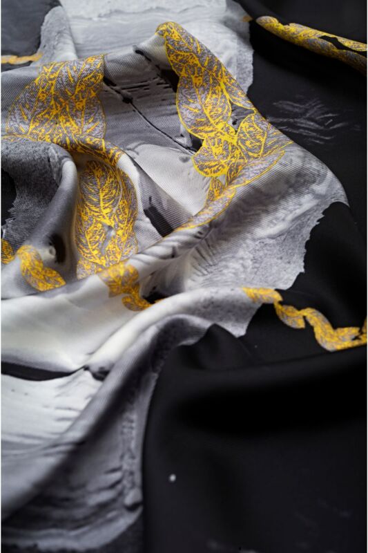Three Pillars Silk Scarf Black - 2