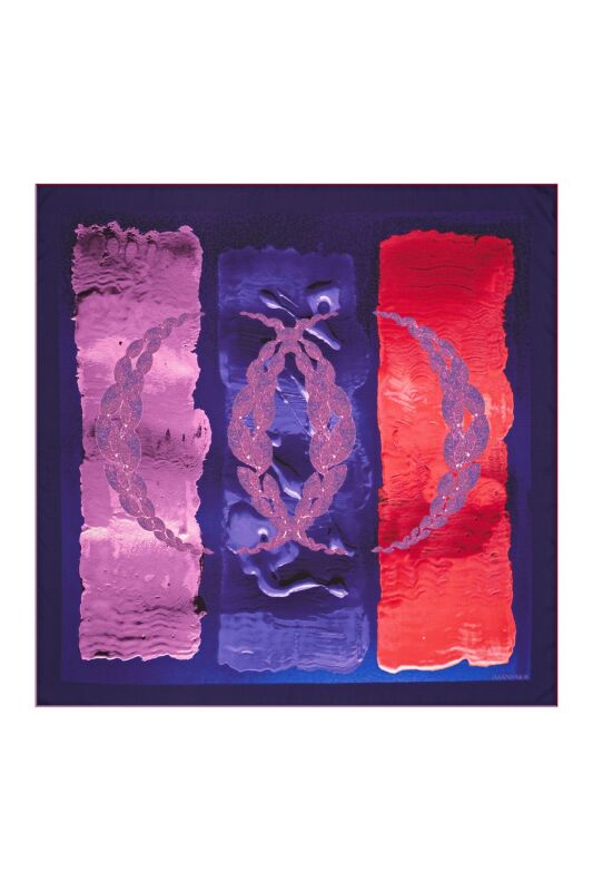 Three Pillars Silk Scarf Navy - 1