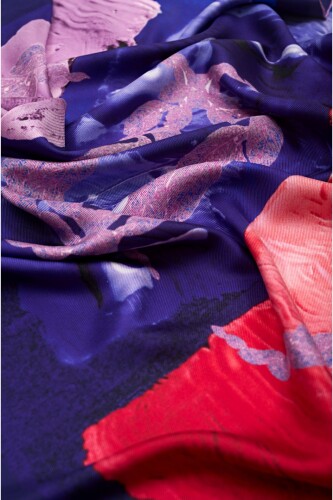 Three Pillars Silk Scarf Navy - 2