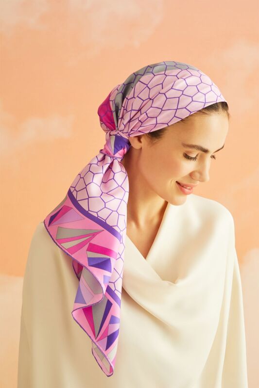 Triangle Noor Silk Scarf Fuchsia - 1