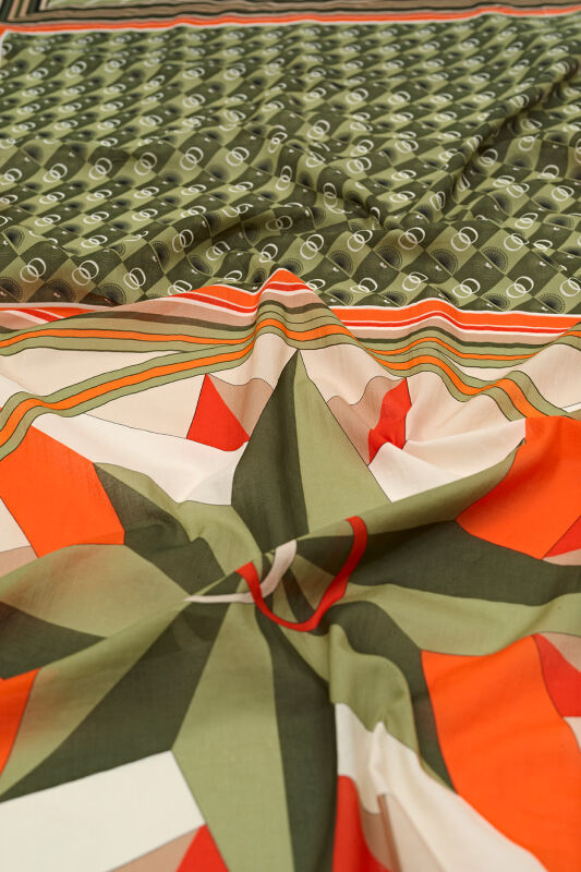 Trio Cotton Silk Shawl Khaki - 3