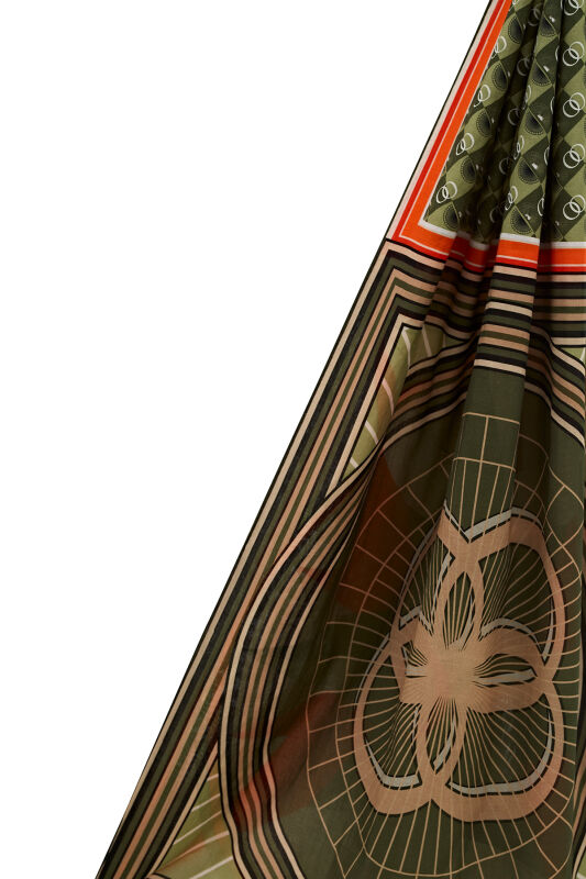 Trio Cotton Silk Shawl Khaki - 2