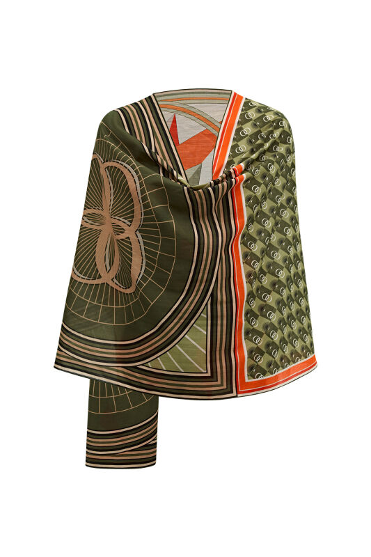 Trio Cotton Silk Shawl Khaki - 4