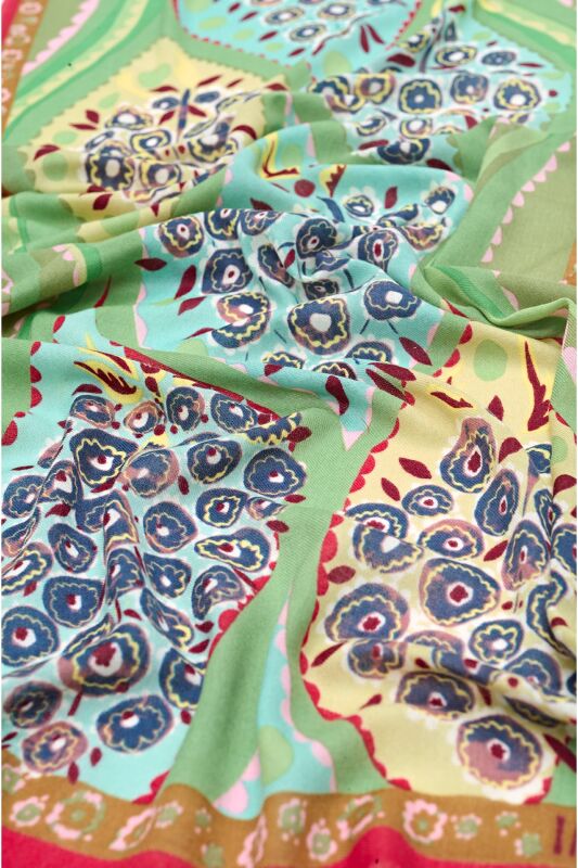 Tugba Wool Shawl Green - 3