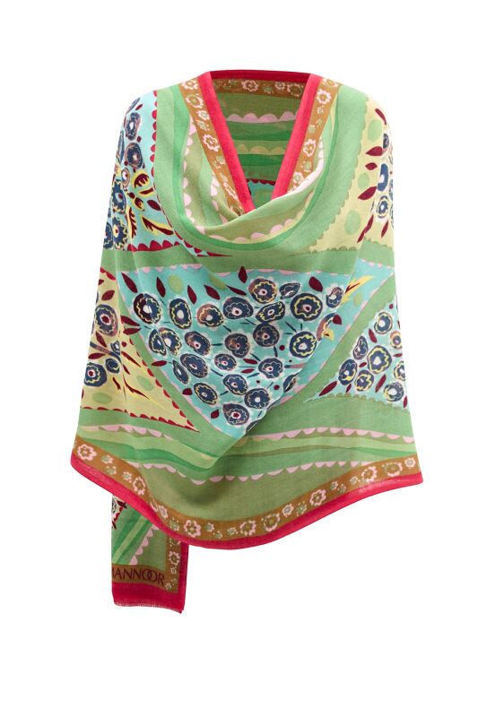Tugba Wool Shawl Green - 7