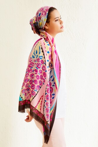Tugba Wool Shawl Pink - 4