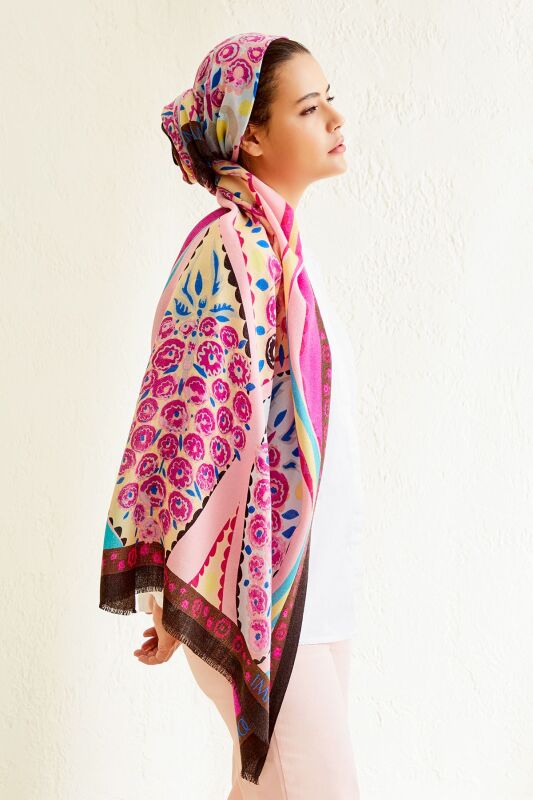 Tugba Wool Shawl Pink - 4