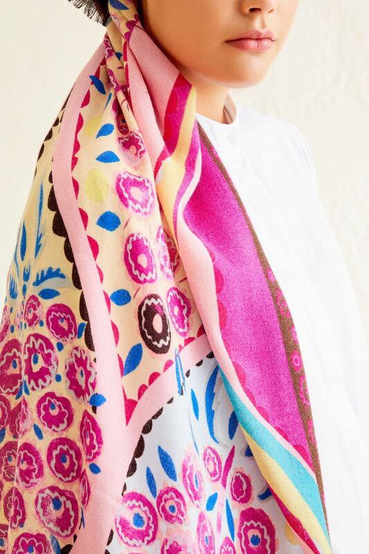 Tugba Wool Shawl Pink - 6