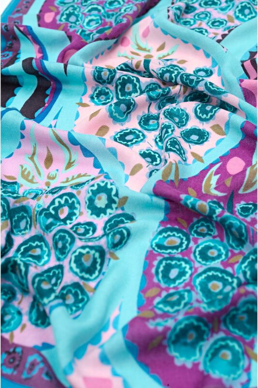 Tugba Wool Shawl Turquoise - 3