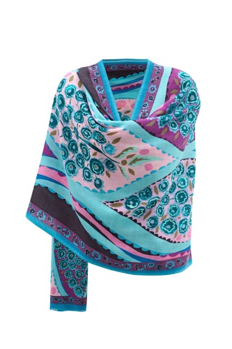 Tugba Wool Shawl Turquoise - 4