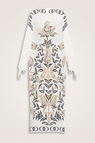 Tulip Era Beige Silk Dress - Imannoor (4)