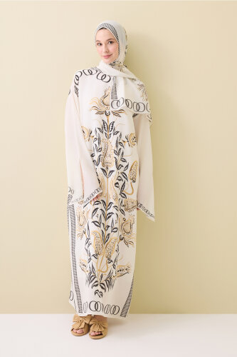 Tulip Era Beige Silk Dress - Imannoor (1)