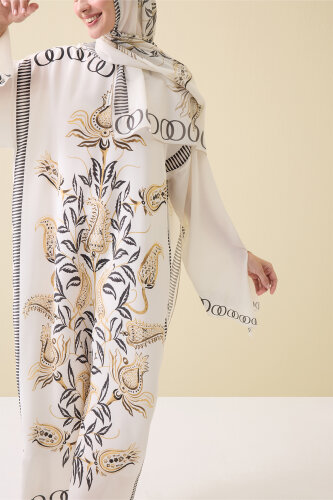 Tulip Era Beige Silk Dress - Imannoor (3)