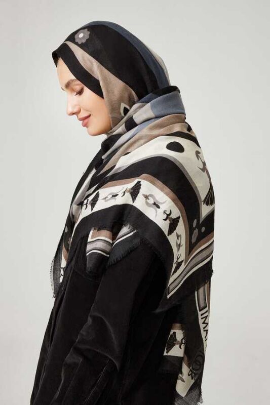 Tulip Cashmere Silk Shawl Black - 4