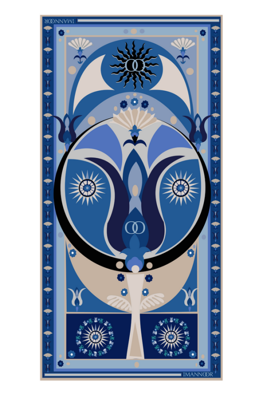 Tulip Cashmere Silk Shawl Blue Imannoor