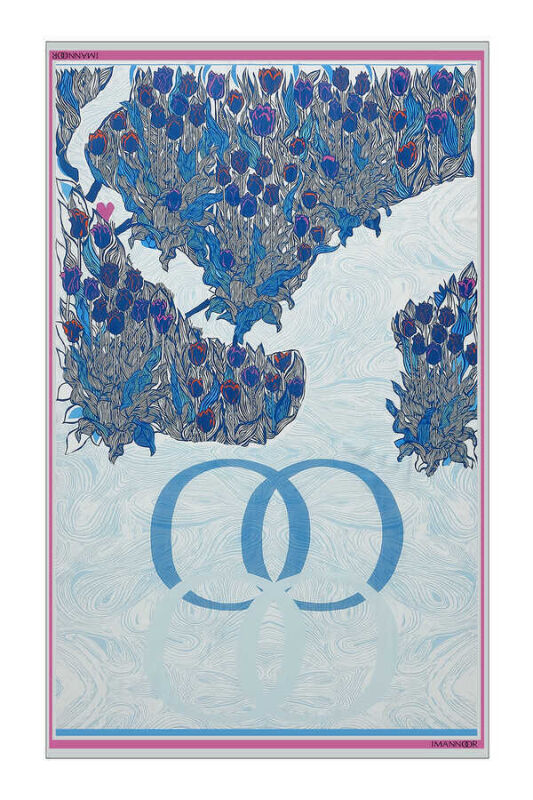 Istanbul Chiffon Silk Shawl Blue - 1