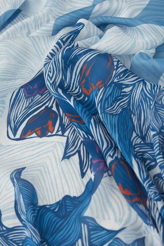 Istanbul Chiffon Silk Shawl Blue - 3