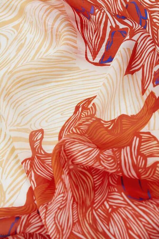 Istanbul Chiffon Silk Shawl Orange - 3