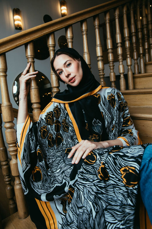 Tulips of Bosphorus Long Caftan Black - 3