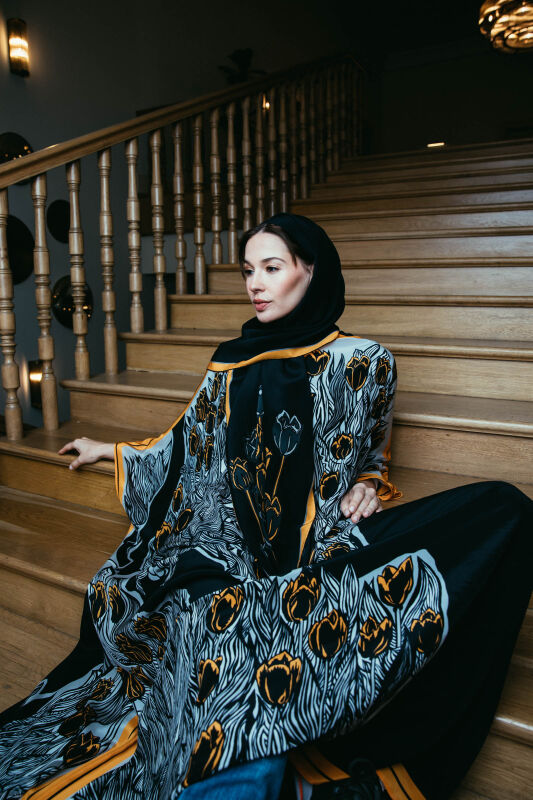 Tulips of Bosphorus Long Caftan Black - 1