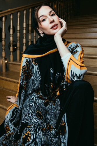 Tulips of Bosphorus Long Caftan Black - 5