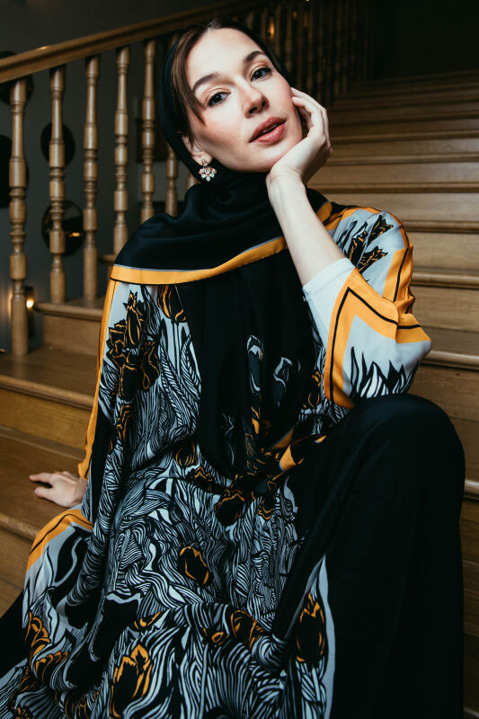 Tulips of Bosphorus Long Caftan Black - 5