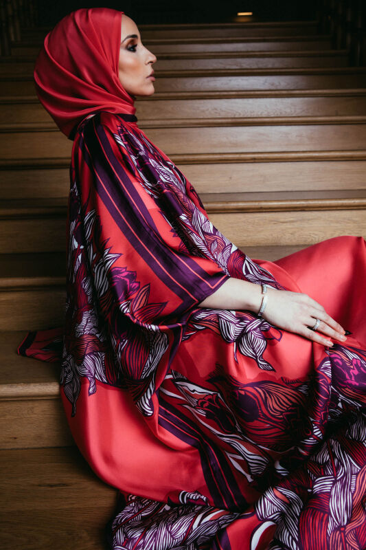 Tulips of Bosphorus Long Caftan Fuchsia - 1
