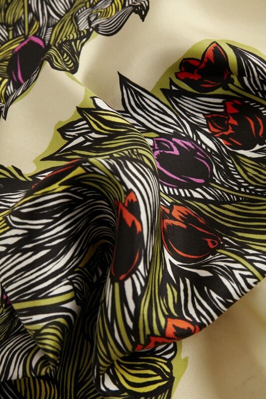 Tulips of Bosphorus Twill Silk Scarf Yellow - 3