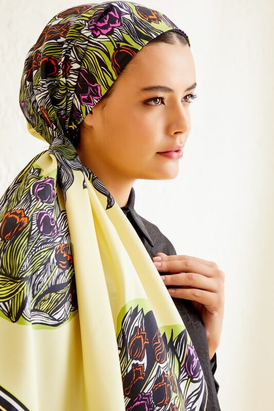 Tulips of Bosphorus Twill Silk Scarf Yellow - 4