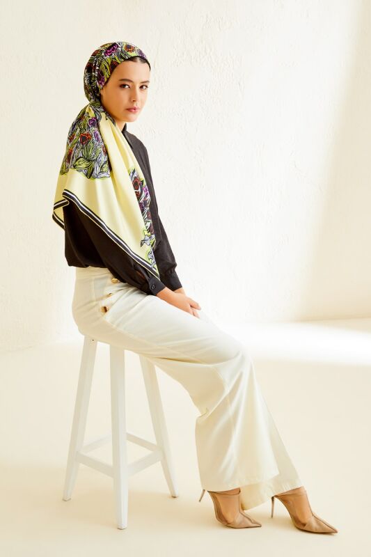 Tulips of Bosphorus Twill Silk Scarf Yellow - 8