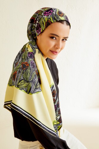 Tulips of Bosphorus Twill Silk Scarf Yellow - 6