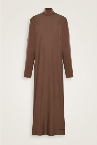 Turtleneck Cappuccino Combed Cotton Dress - Imannoor (1)