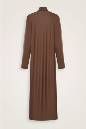 Turtleneck Cappuccino Combed Cotton Dress - Imannoor (2)
