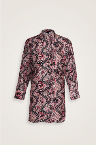  Tutti Frutti Pembe İpek Gömlek Pijama - Imannoor