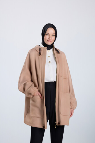 Two Tone Light Brown Coat - Imannoor