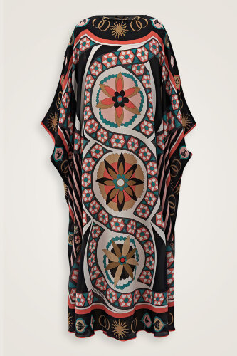 Üç Papatya Mercan İpek Kaftan - Imannoor (1)