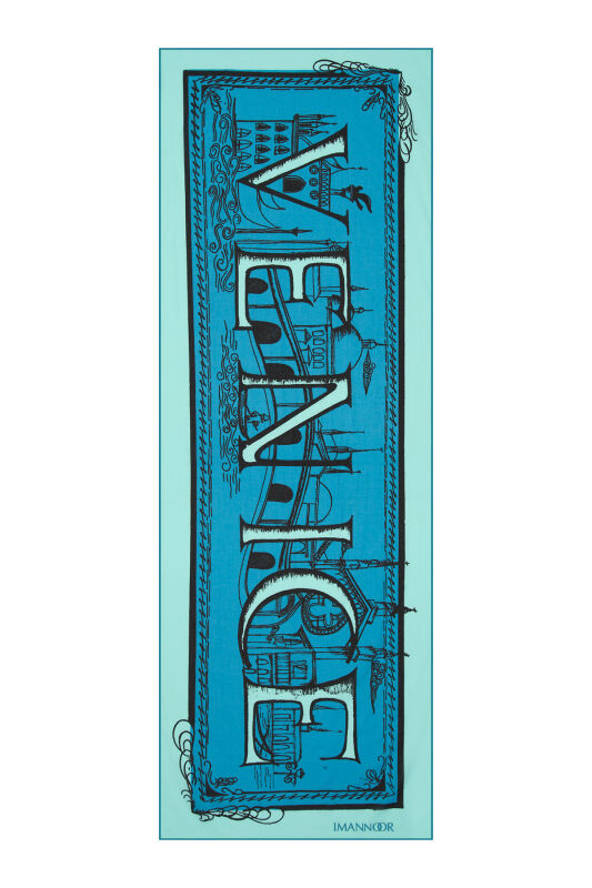 Venedik Mavi Koton Şal - 1