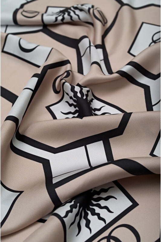 Vitrail Silk Scarf Beige - 2