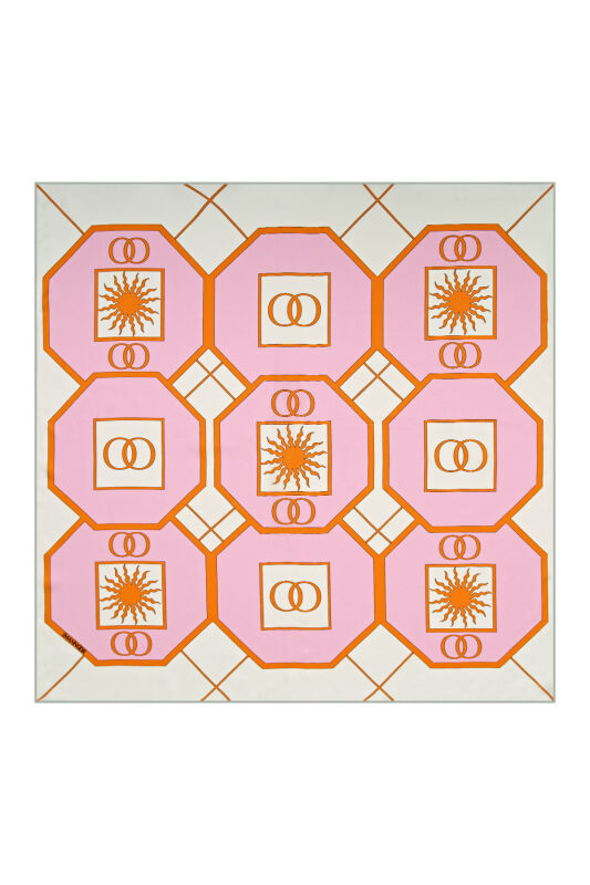 Vitray Pembe Tivil İpek Eşarp - 1