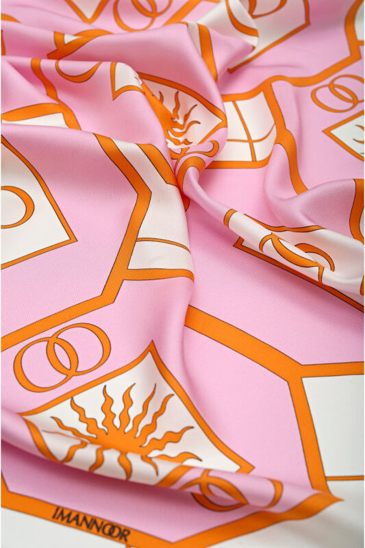 Vitray Pembe Tivil İpek Eşarp - 2