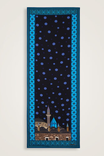 Vuslat Siyah-Saks Mavi Floş Viskon Şal 70x210 70x210 - Imannoor (1)